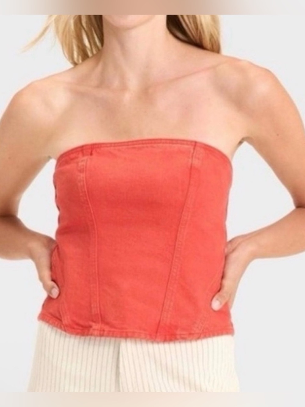 Universal Thread Denim Red Corset Top Sz 16 NWT